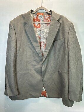 Tallia Gray Linen Blend Sport Coat Blazer 52L Long Modern Fit Statement Lining